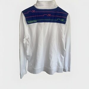 Women’s S Vineyard Vines Martha’s Pullover Whale Pattern Sweater Cotton 1/4 Zip‎